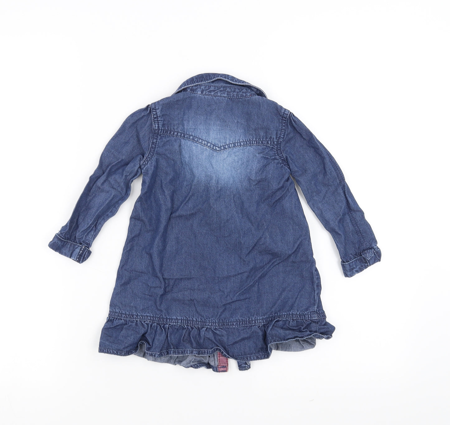 F&F Girls Blue  Denim Shirt Dress  Size 12-18 Months
