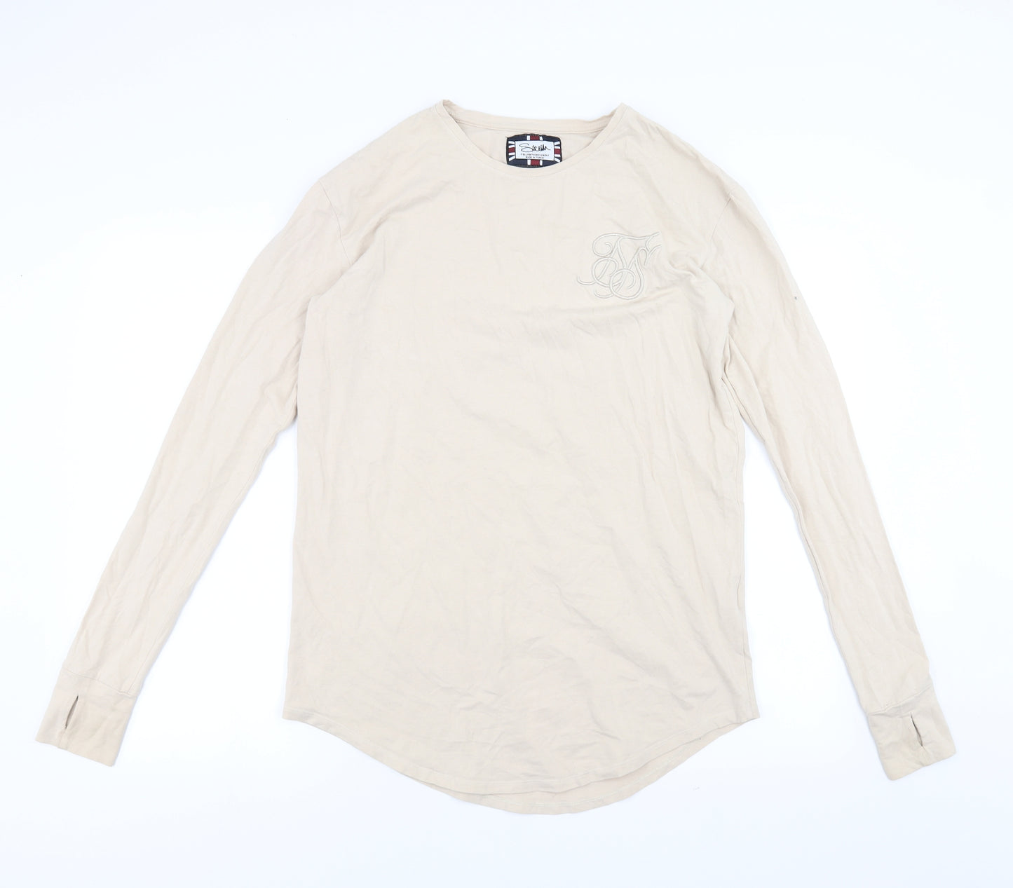 SikSilk Mens Beige    T-Shirt Size S