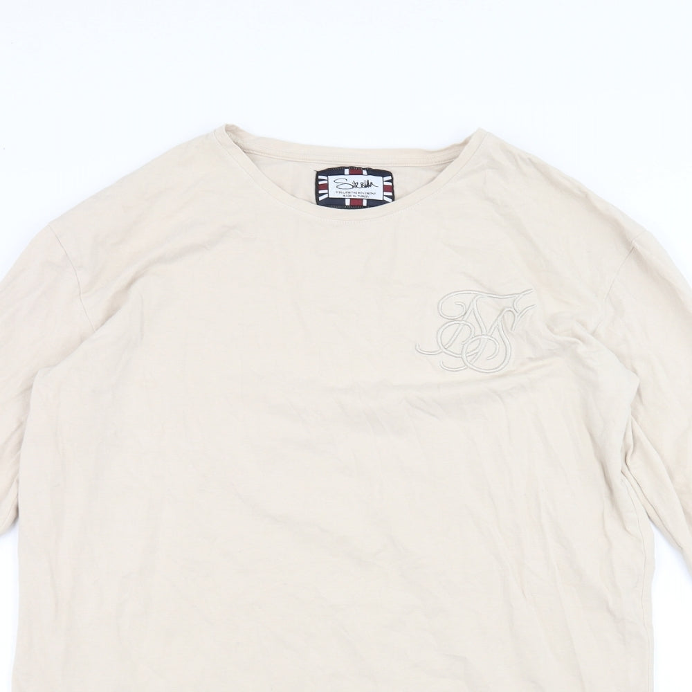 SikSilk Mens Beige    T-Shirt Size S