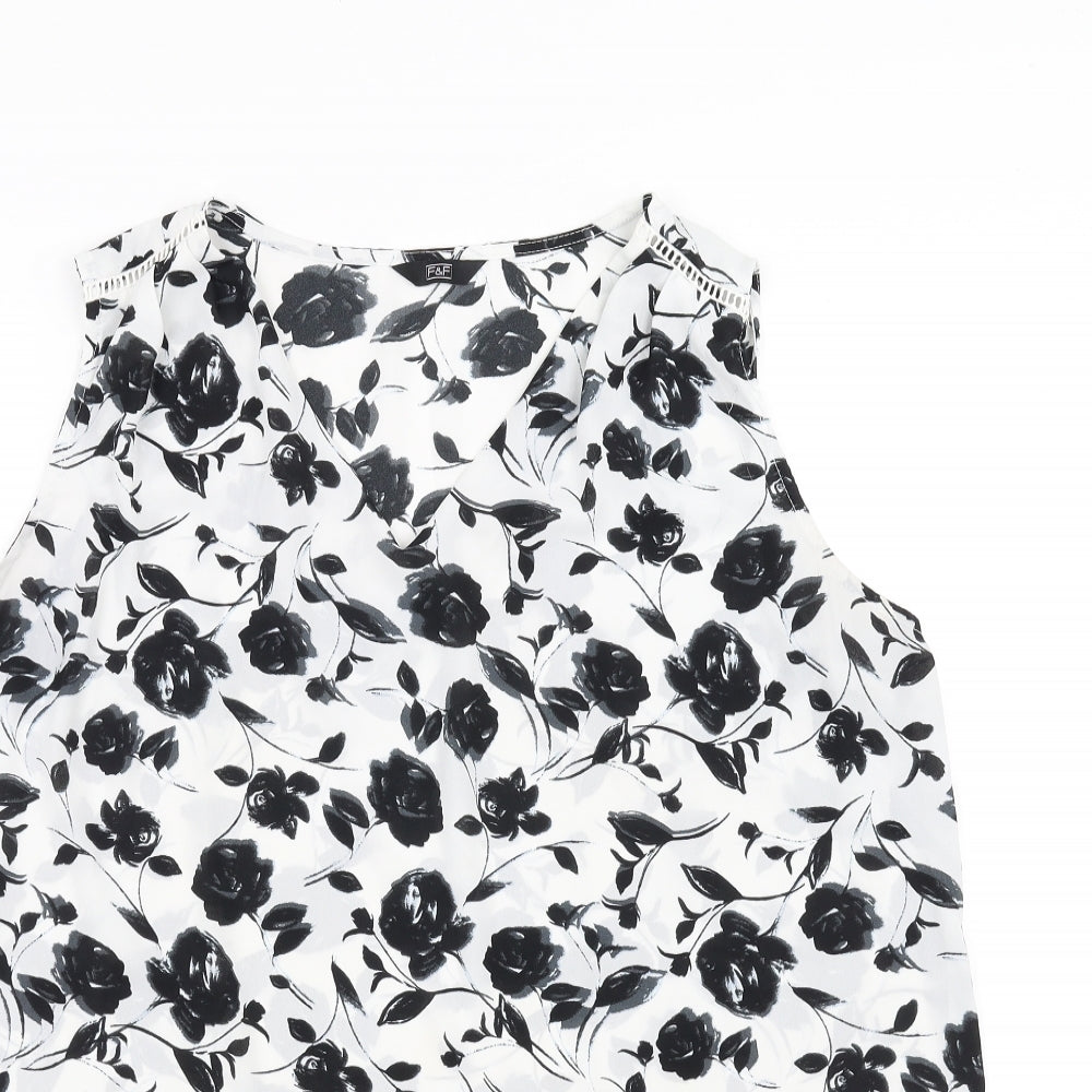 F&F Womens White Floral  Basic Blouse Size 18
