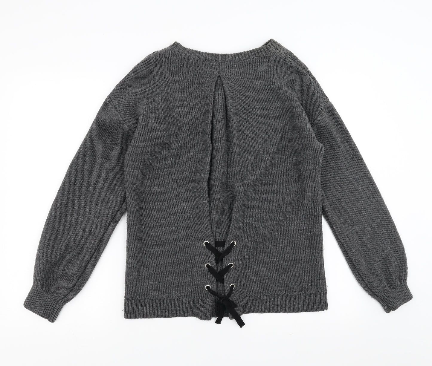 Papaya Womens Grey   Pullover Jumper Size M  - Lace up Detail