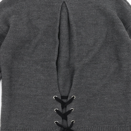 Papaya Womens Grey   Pullover Jumper Size M  - Lace up Detail
