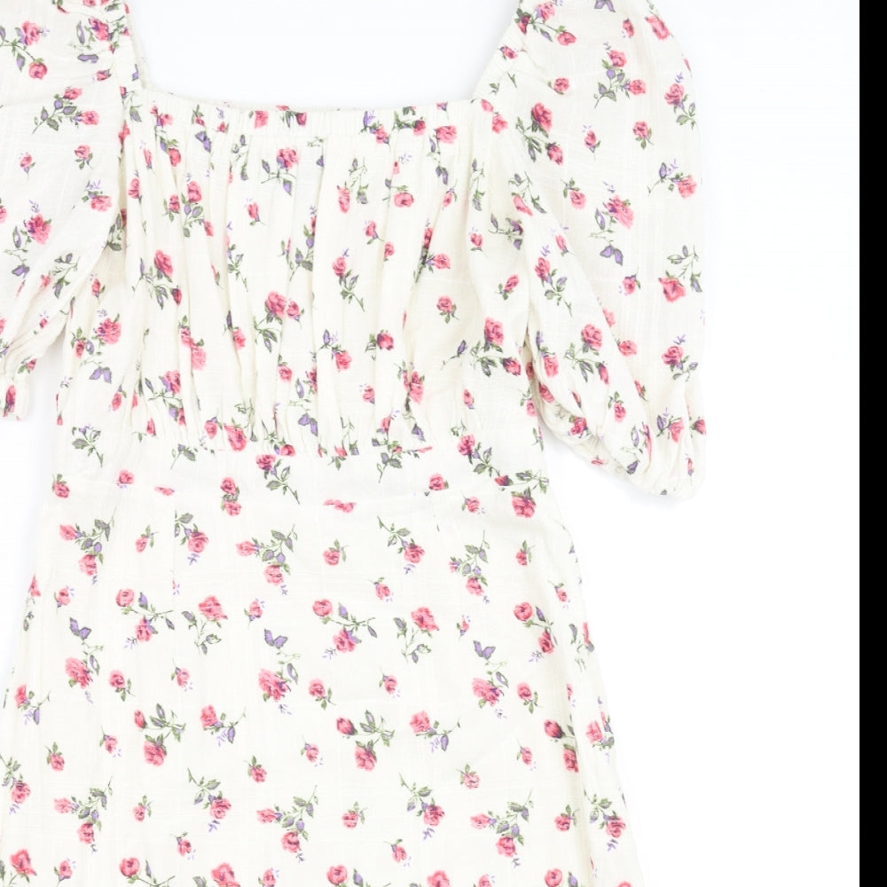 Primark Womens Ivory Floral  Fit & Flare  Size 12