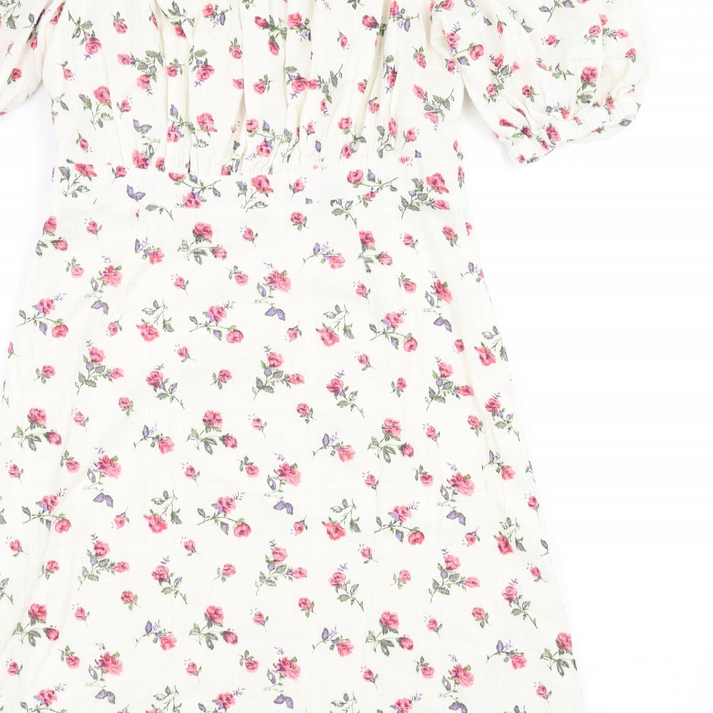 Primark Womens Ivory Floral  Fit & Flare  Size 12