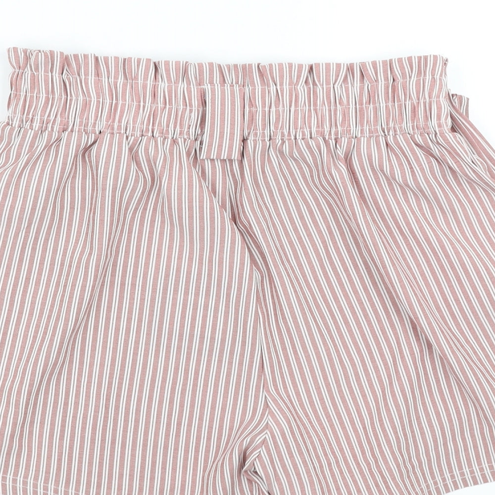 QED London Womens Pink Striped  Paperbag Shorts Size 12