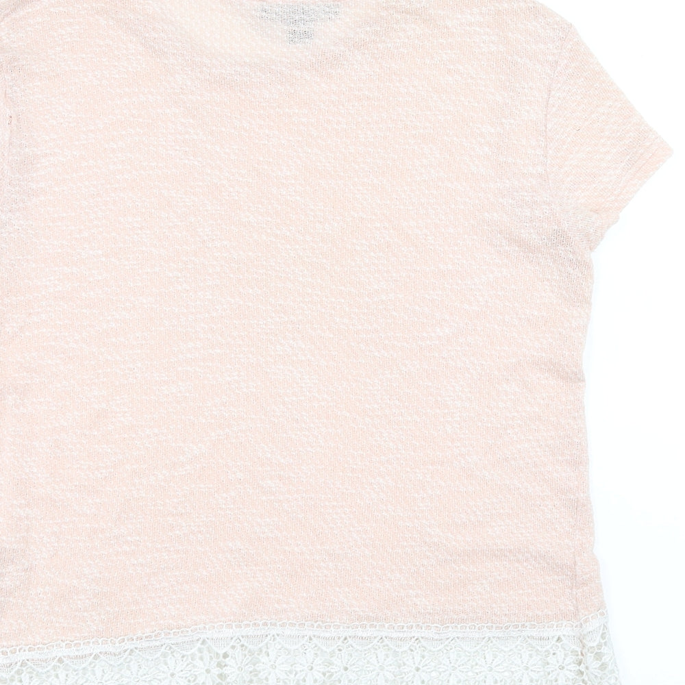 Primark Womens Pink   Pullover Jumper Size 12  - floral lace hem