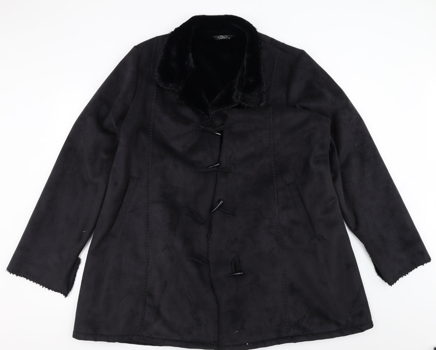 BM Womens Black   Jacket Coat Size 24  - faux fur lined