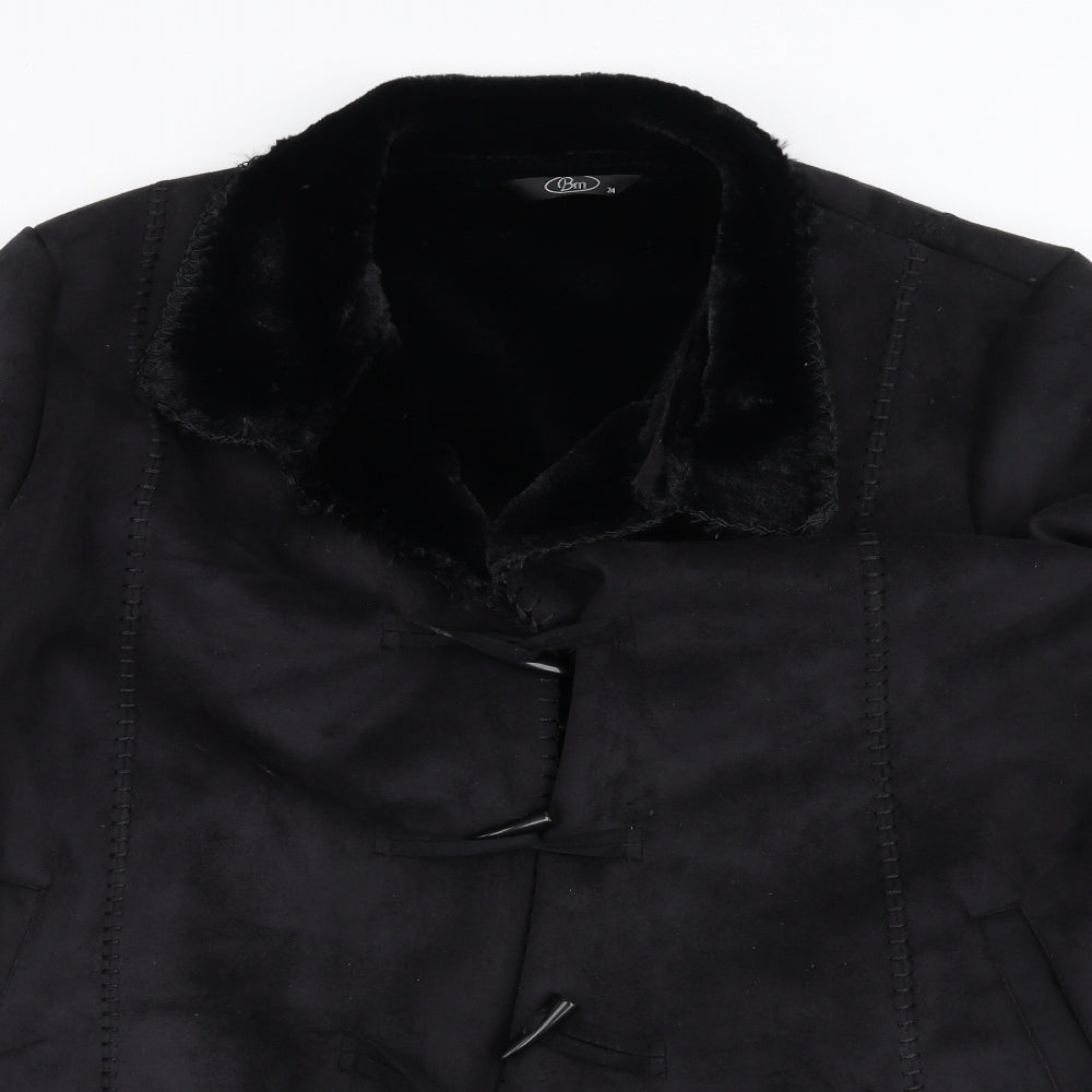 BM Womens Black   Jacket Coat Size 24  - faux fur lined