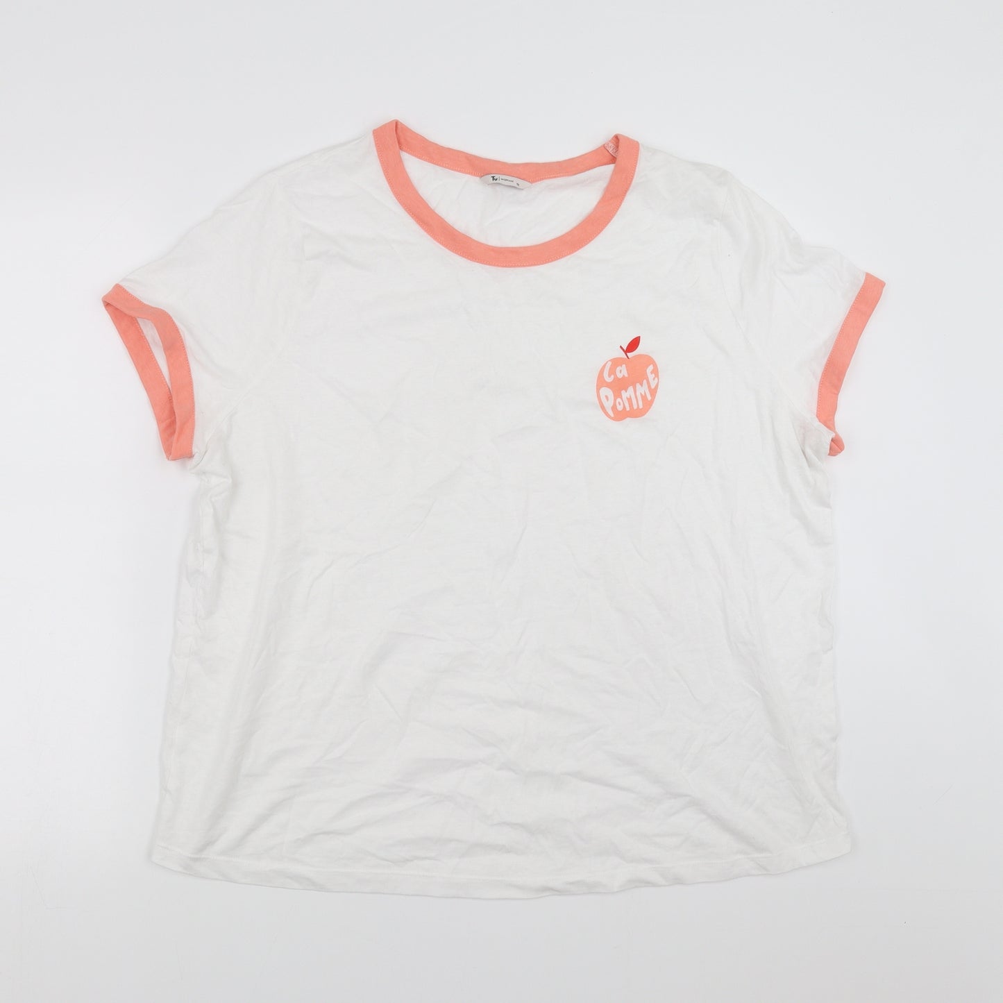 Sainsburys Womens White   Basic T-Shirt Size 18  - la pomme