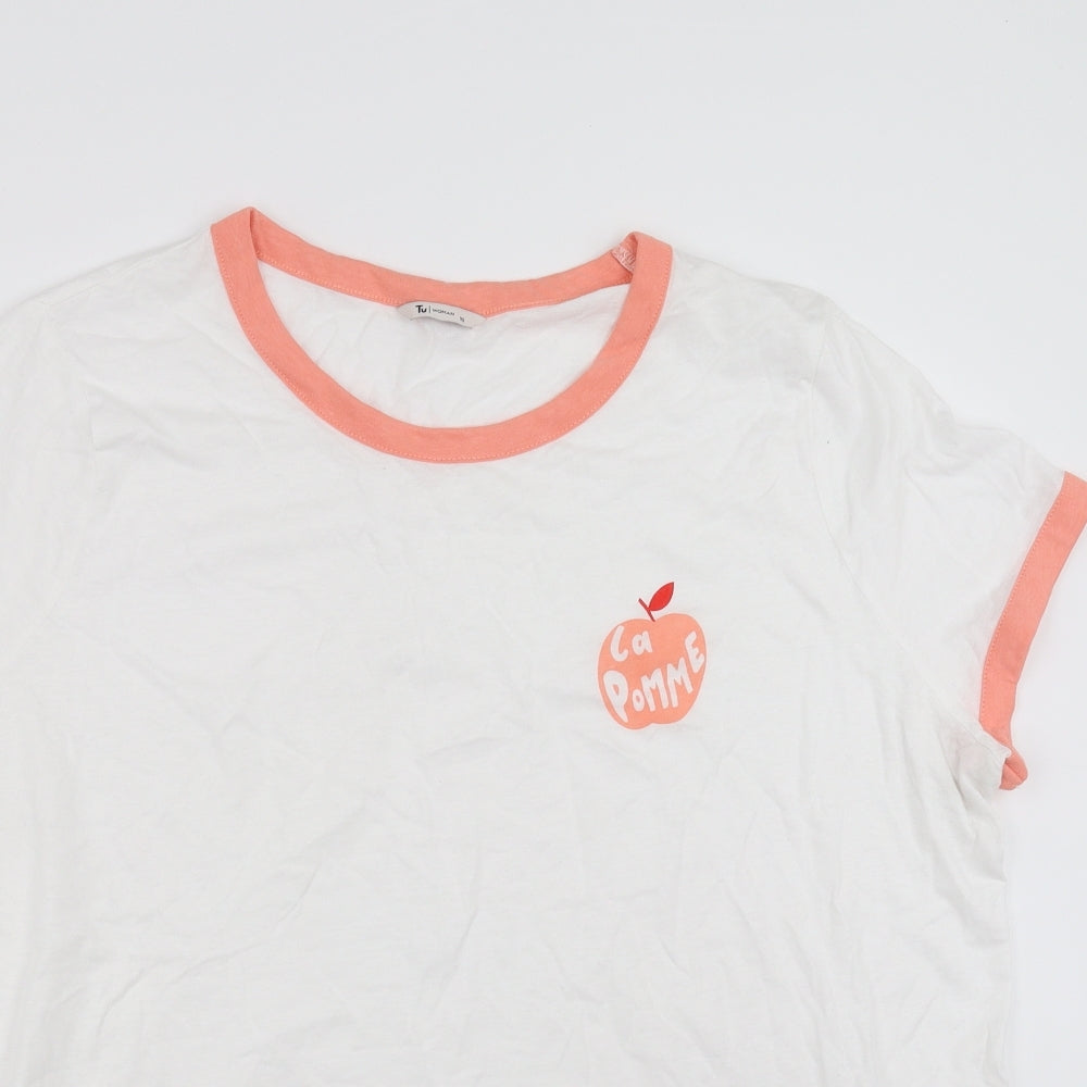Sainsburys Womens White   Basic T-Shirt Size 18  - la pomme