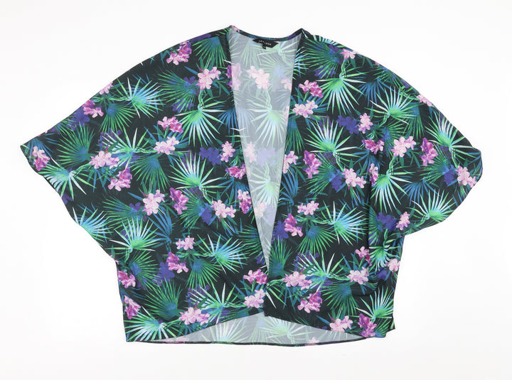 New Look Womens Green Floral  Cardigan Jumper Size 12