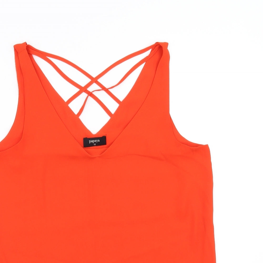 Papaya Womens Orange   Basic Blouse Size 10