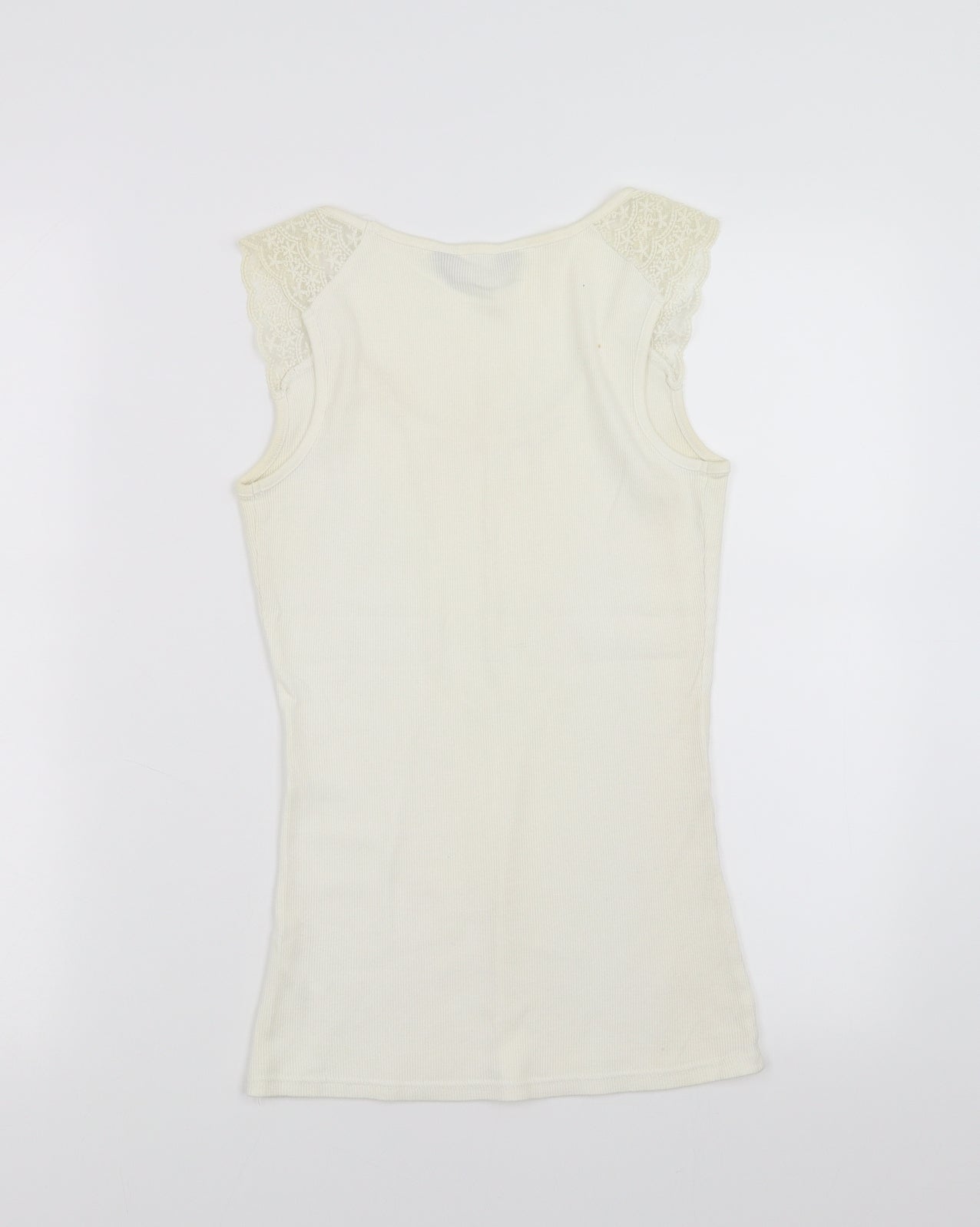 Dorothy Perkins Womens Ivory   Basic Tank Size 12  - lace shoulder detail