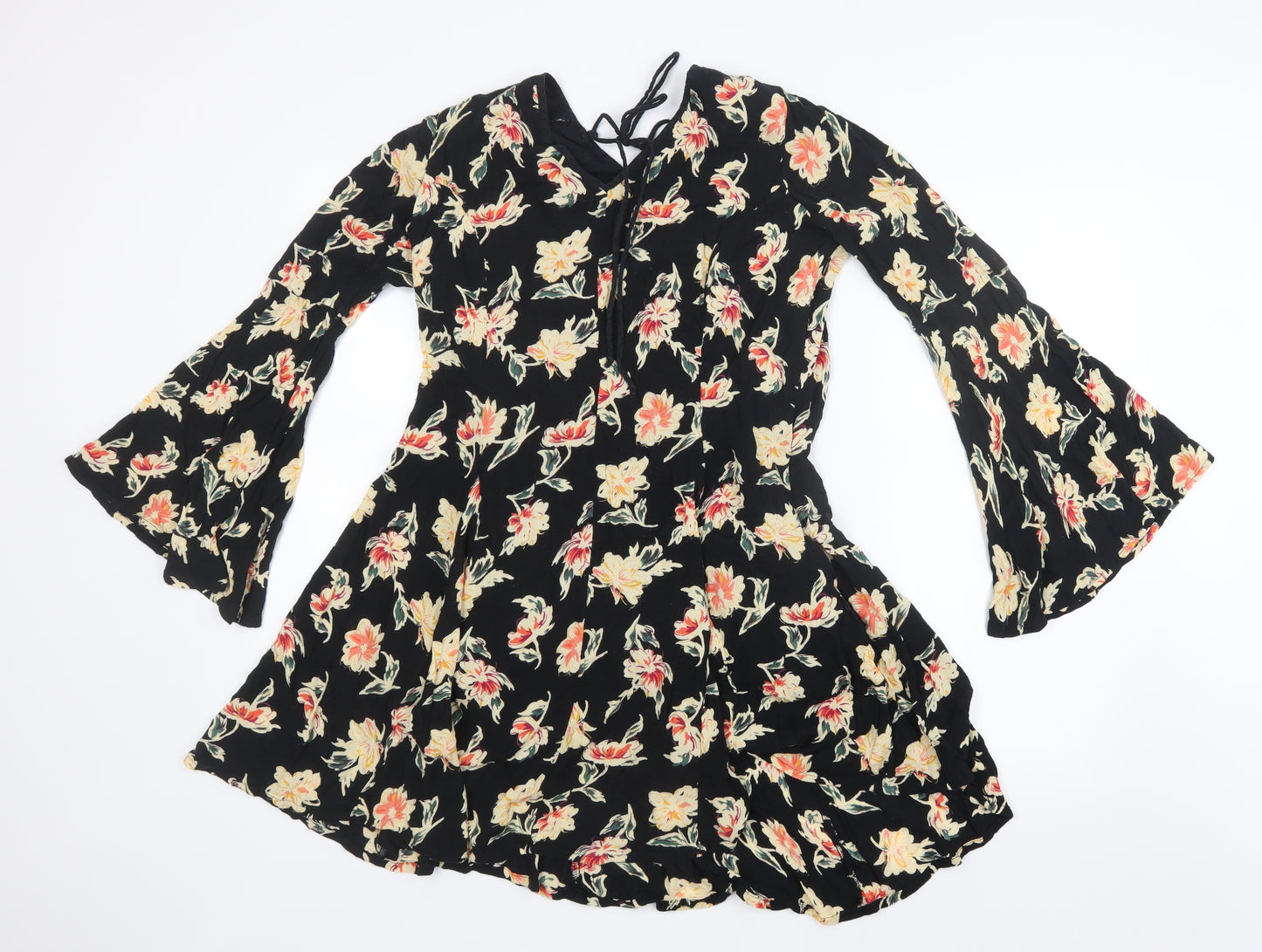 So Fabulous Womens Black Floral  Shirt Dress  Size 16