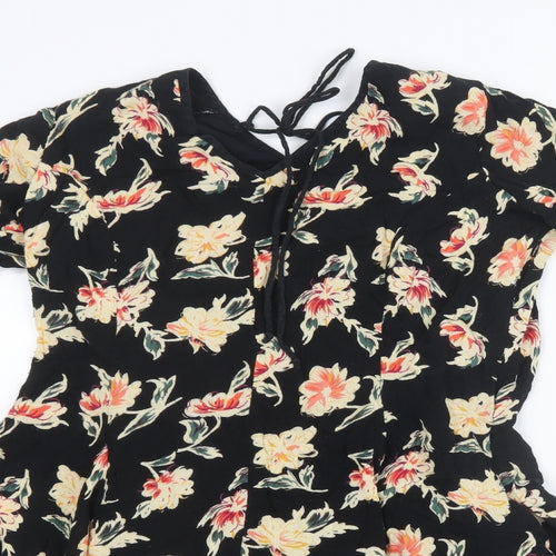 So Fabulous Womens Black Floral  Shirt Dress  Size 16