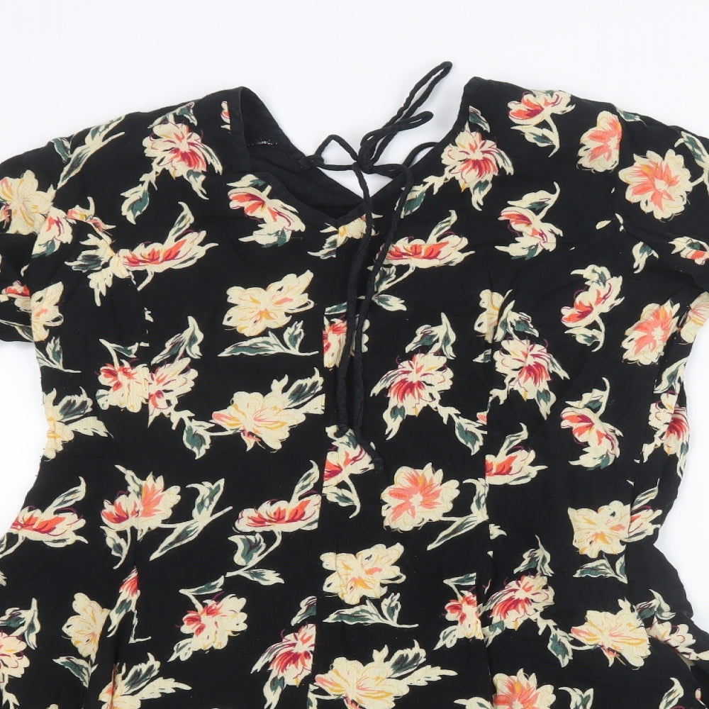 So Fabulous Womens Black Floral  Shirt Dress  Size 16