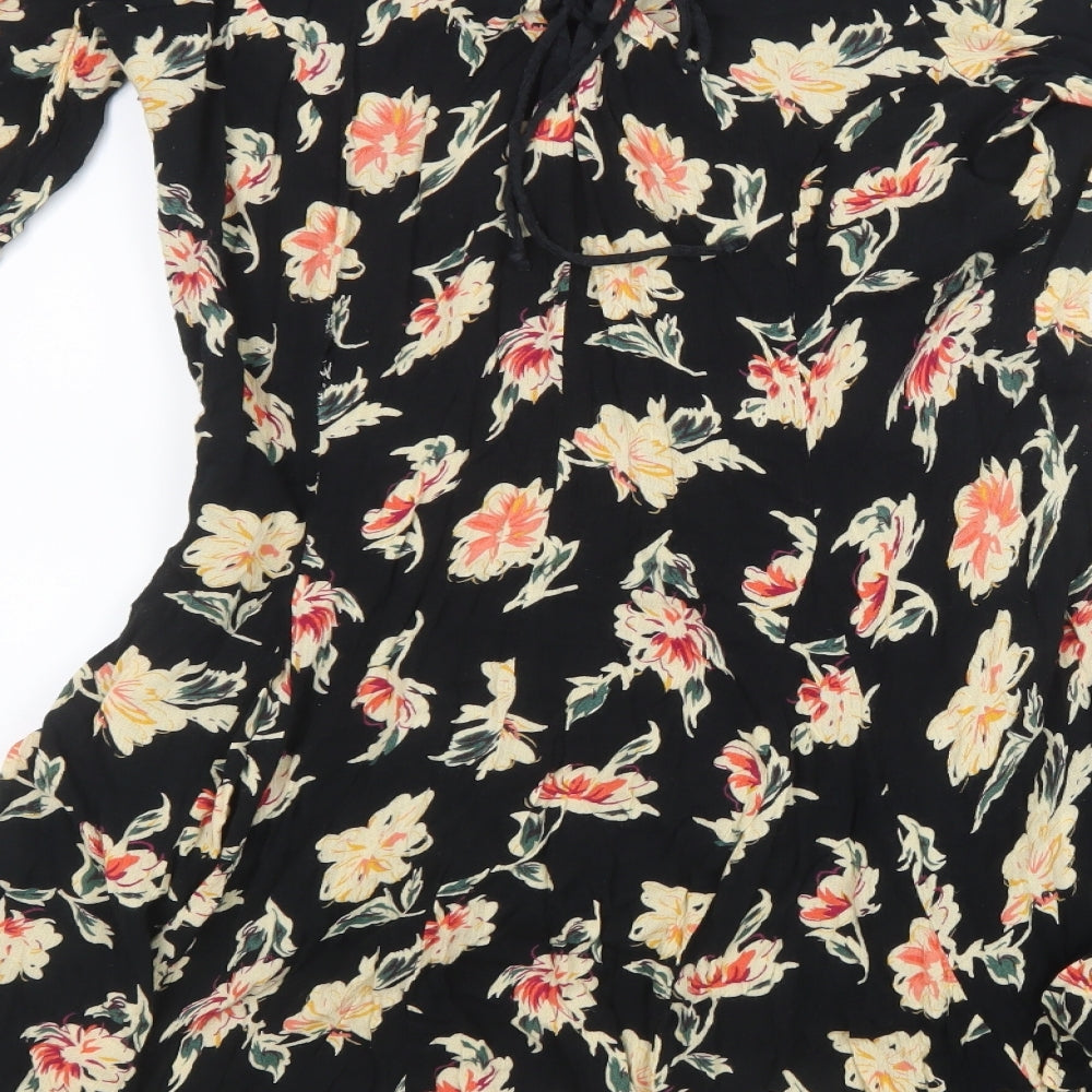 So Fabulous Womens Black Floral  Shirt Dress  Size 16