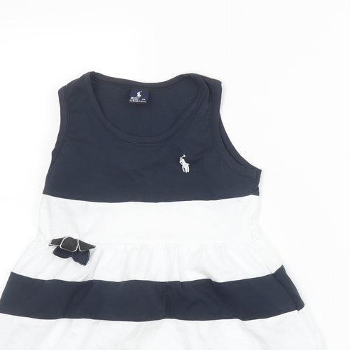 Polo Ralph Lauren Girls Blue Striped  Shirt Dress  Size 8 Years