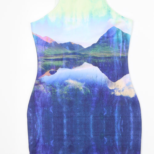 H&M Womens Blue Geometric  Tank Dress  Size 8
