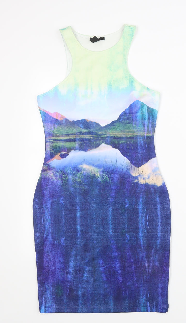 H&M Womens Blue Geometric Tank Dress Size 8