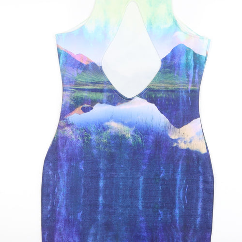H&M Womens Blue Geometric  Tank Dress  Size 8