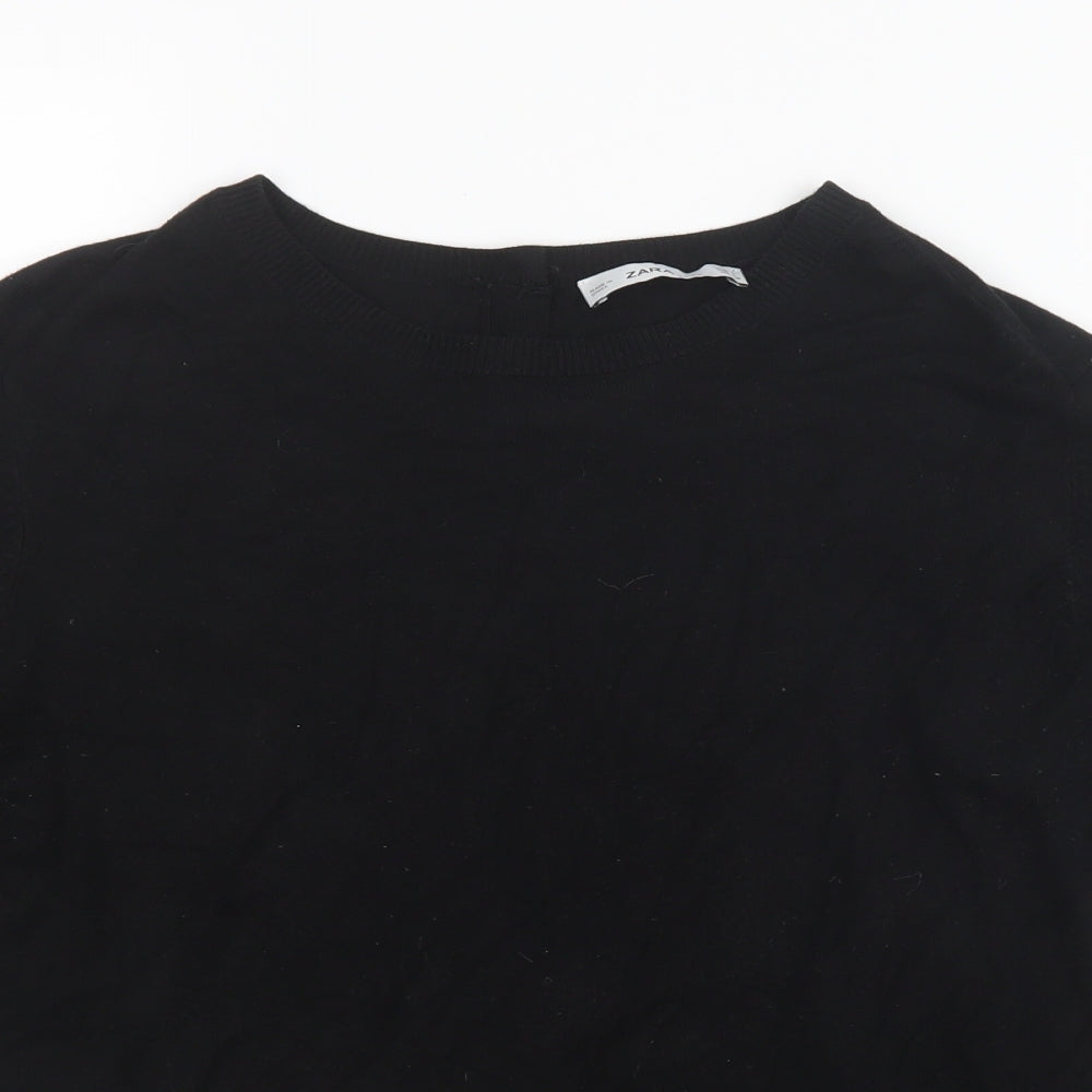 Zara Knit Womens Black  Knit Pullover Jumper Size 14