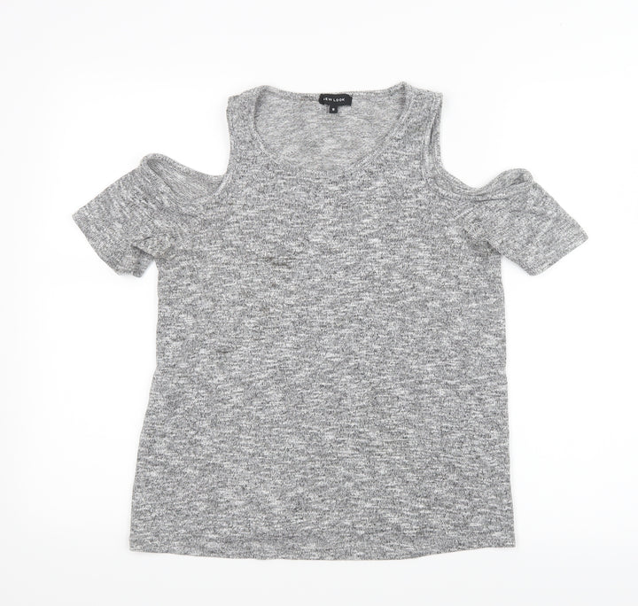 New Look Womens Grey   Basic T-Shirt Size 8  - Open Shoulders