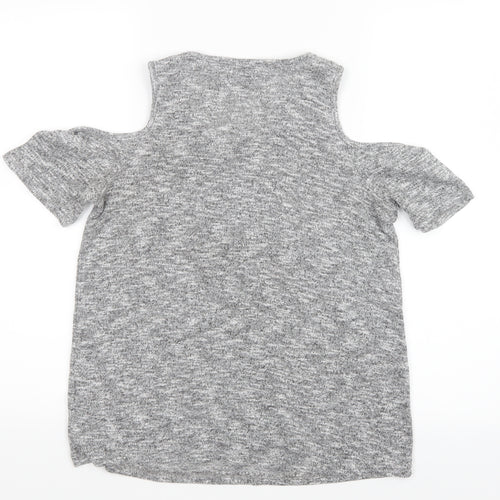 New Look Womens Grey   Basic T-Shirt Size 8  - Open Shoulders