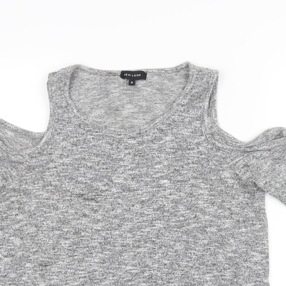 New Look Womens Grey   Basic T-Shirt Size 8  - Open Shoulders