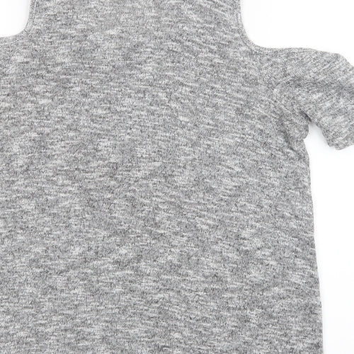 New Look Womens Grey   Basic T-Shirt Size 8  - Open Shoulders