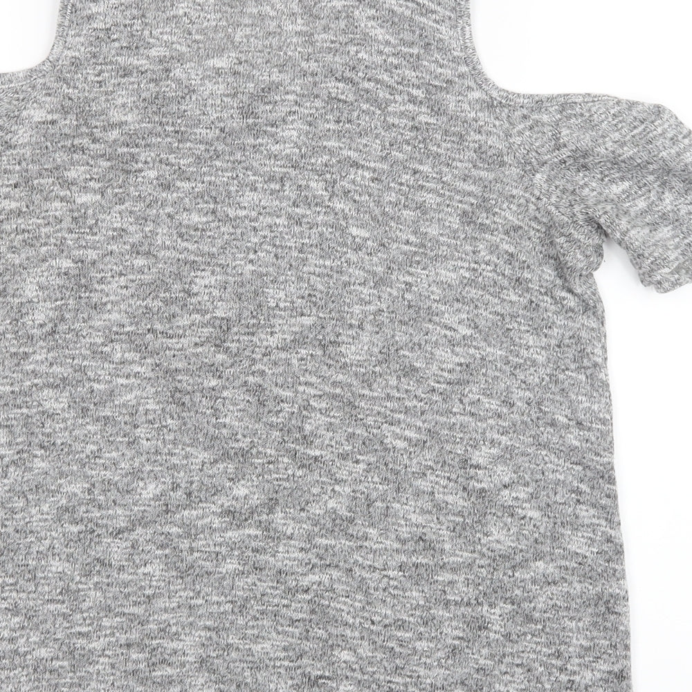 New Look Womens Grey   Basic T-Shirt Size 8  - Open Shoulders