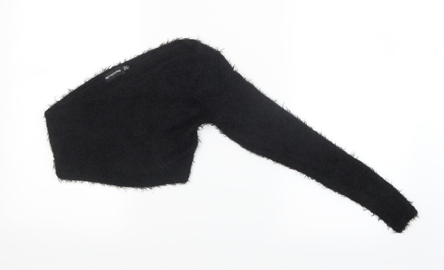 PRETTYLITTLETHING Womens Black  Knit Pullover Jumper Size 8  - Cropped