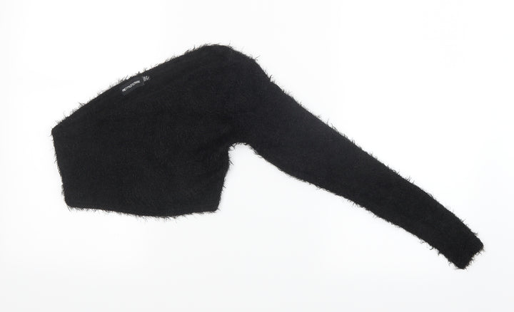 PRETTYLITTLETHING Womens Black  Knit Pullover Jumper Size 8  - Cropped