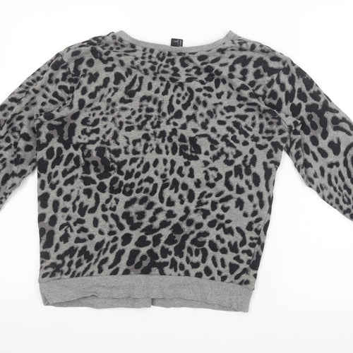 H&M Womens Grey Animal Print  Pullover Jumper Size S