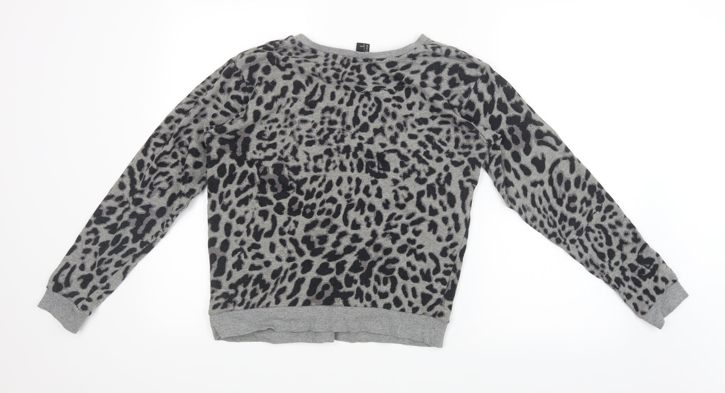 H&M Womens Grey Animal Print  Pullover Jumper Size S