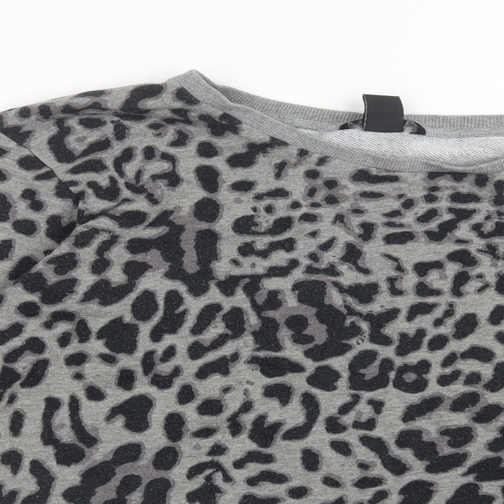 H&M Womens Grey Animal Print  Pullover Jumper Size S