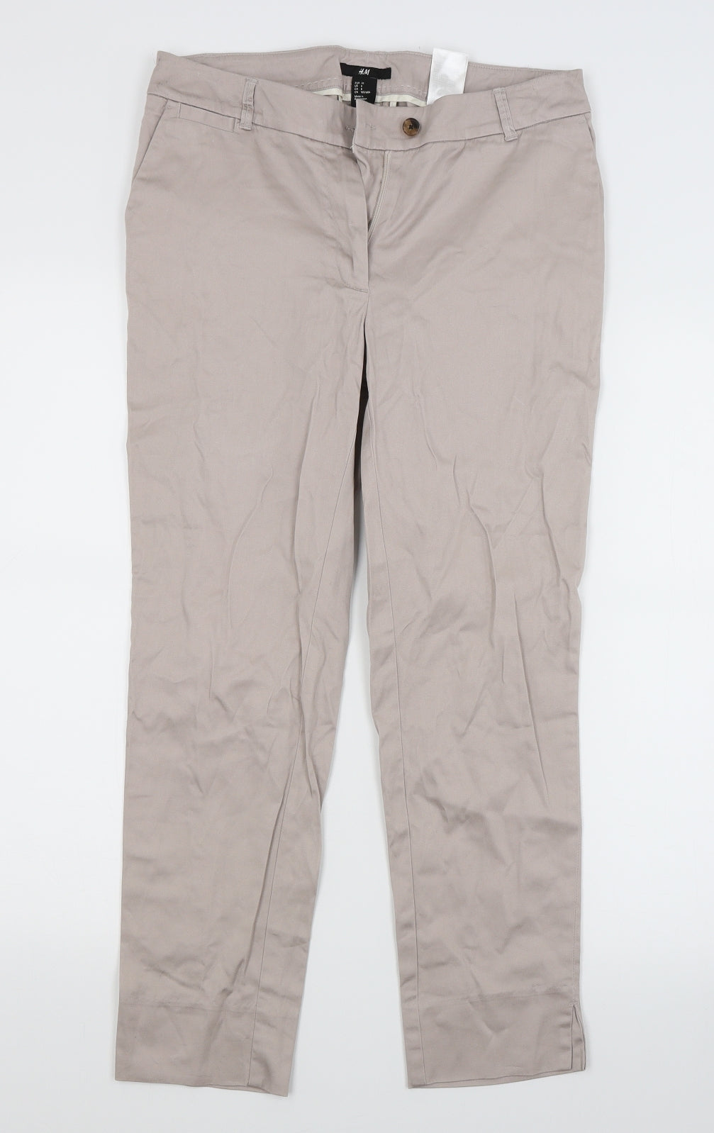H&M Womens Beige   Chino Trousers Size 8 L23 in