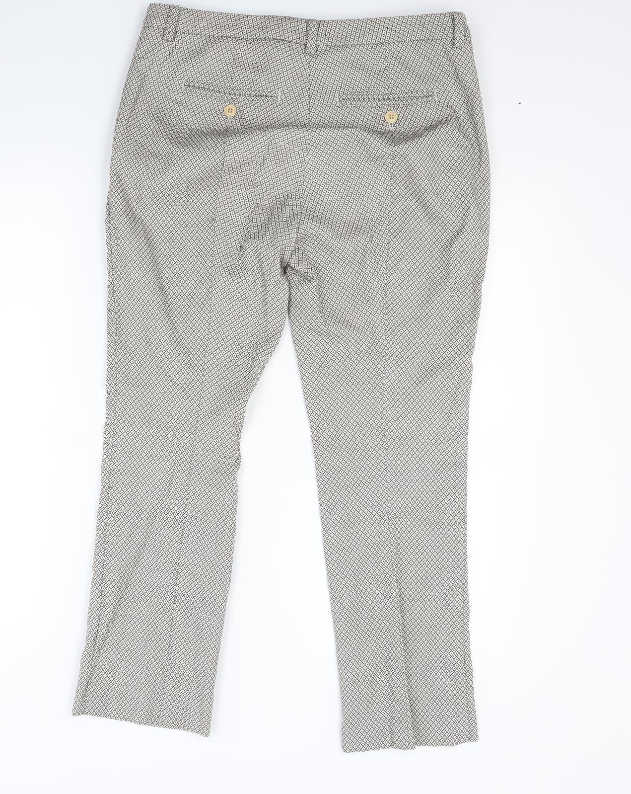 Max Mara Womens Beige Argyle/Diamond  Capri Trousers Size 8 L23 in