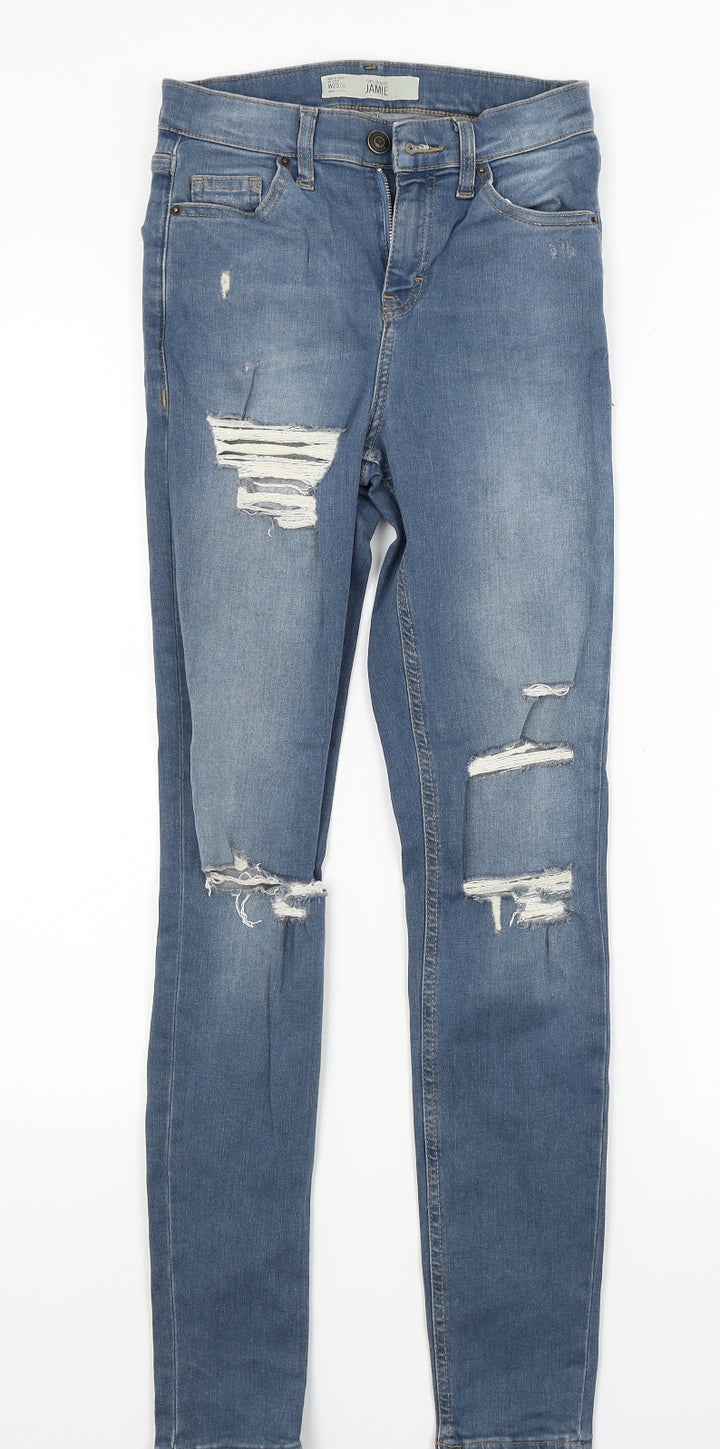 Topshop Womens Blue Denim Skinny Jeans Size 25 in L27 in