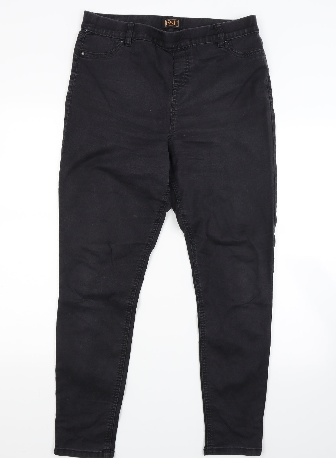 F&F Womens Black  Denim Jegging Jeans Size 16 L27 in