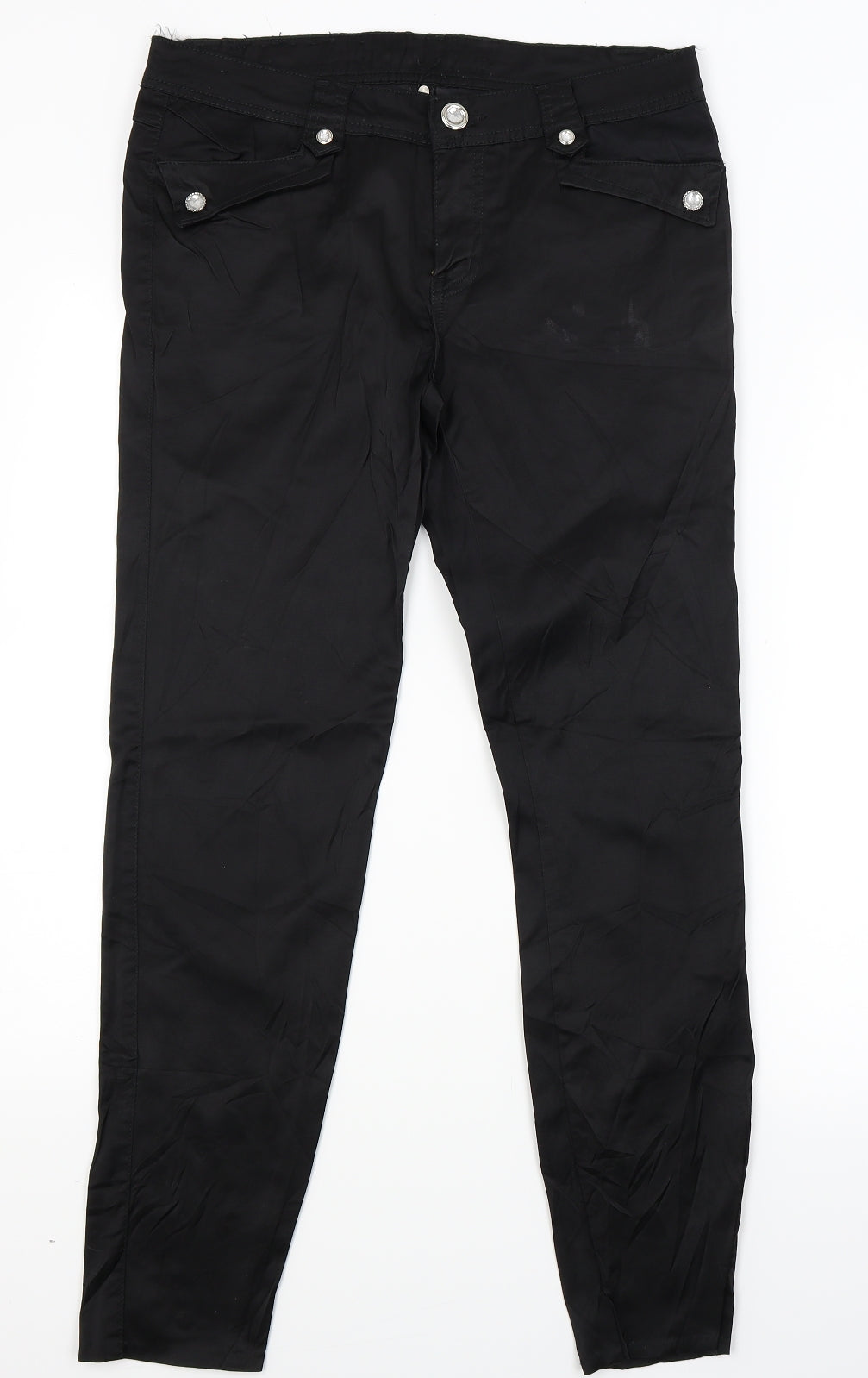 Preworn Womens Black  Canvas Skinny Jeans Size 12 L27 in