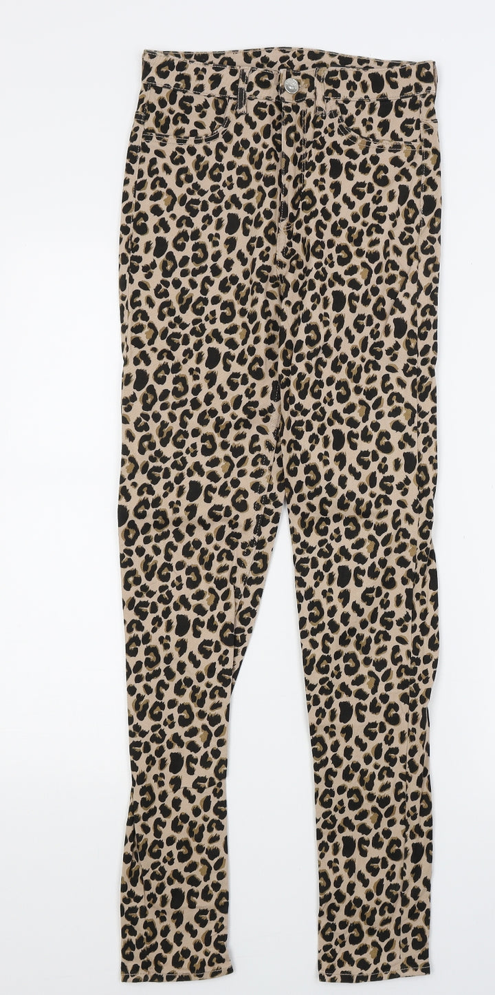 Divided Womens Brown Animal Print Denim Skinny Jeans Size 6 L26.5 in