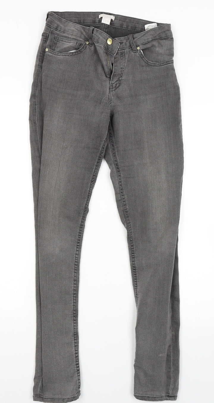 H&M Womens Grey  Denim Skinny Jeans Size 8 L27 in