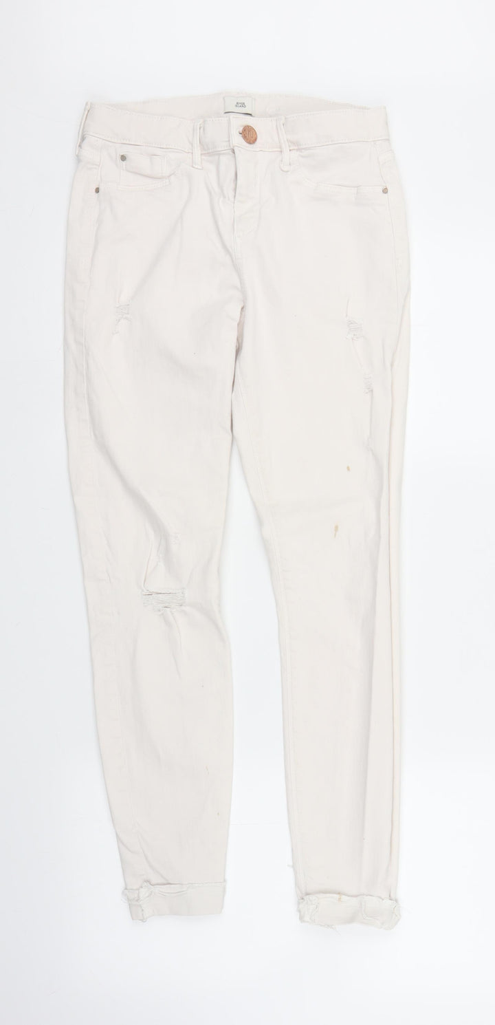 River Island Girls White  Denim Skinny Jeans Size 10 Years