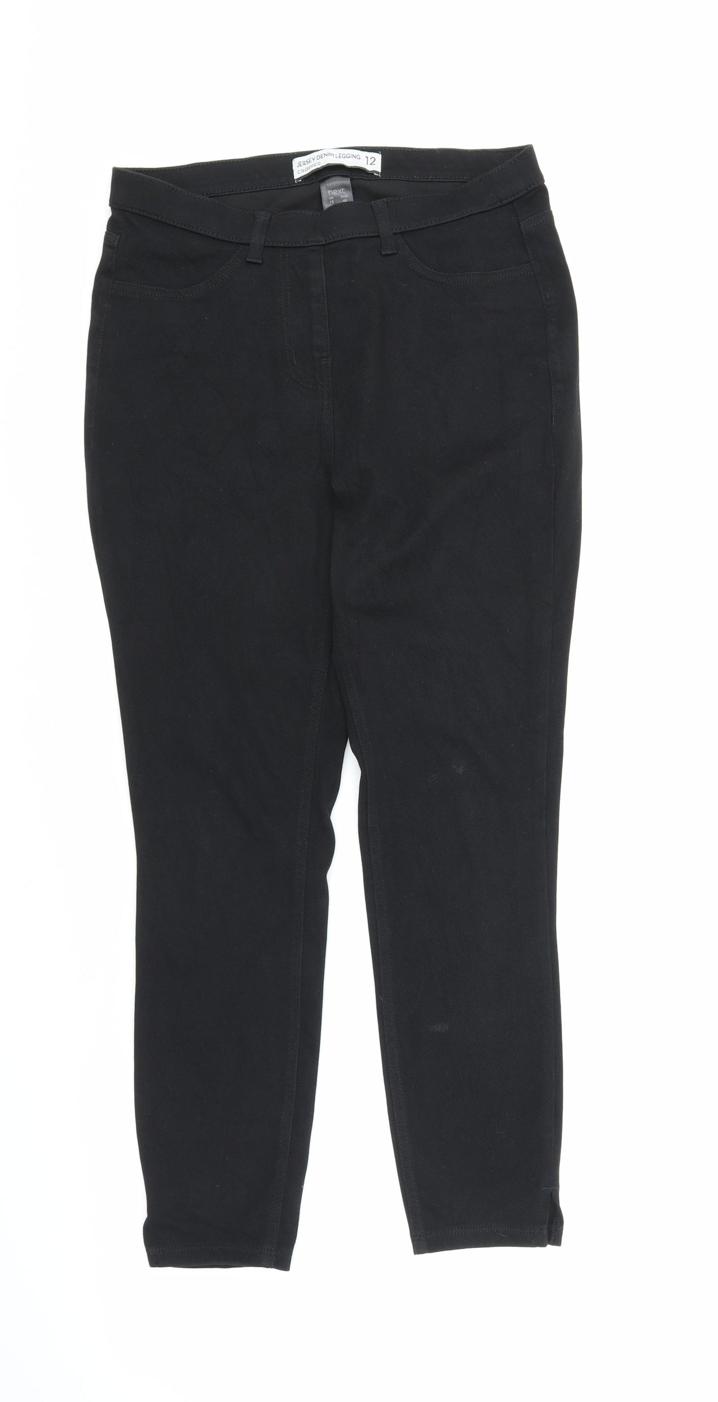 NEXT Womens Black   Cropped Leggings Size 12 L24 in