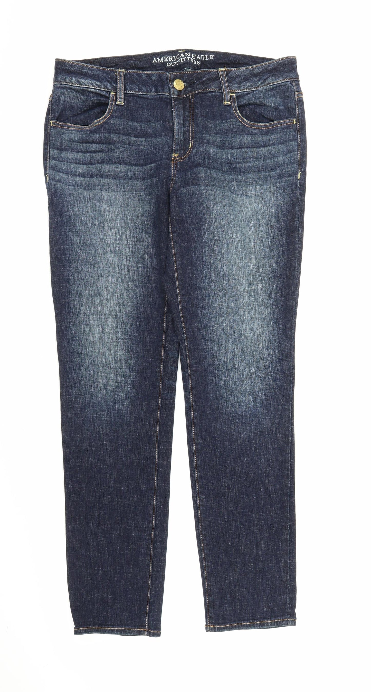 American Eagle Outfitters Womens Blue  Denim Straight Jeans Size 14 L29 in