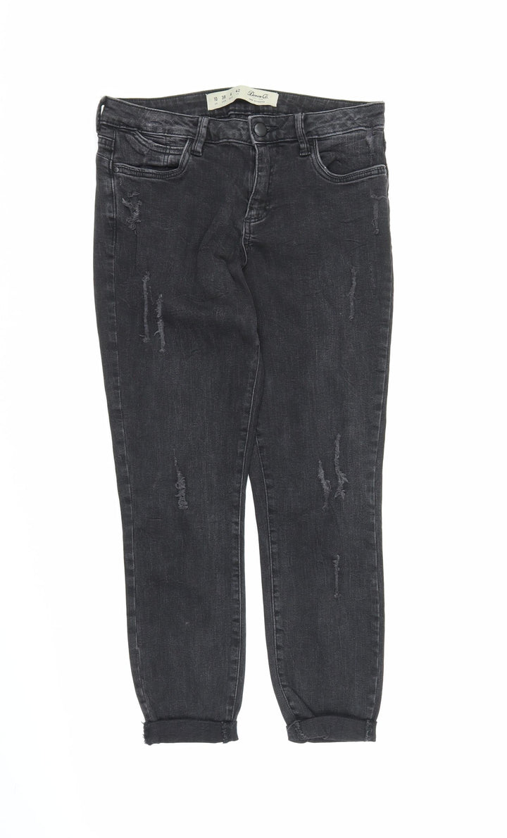 Denim Co Womens Black Denim Cropped Jeans Size 10 L23 in