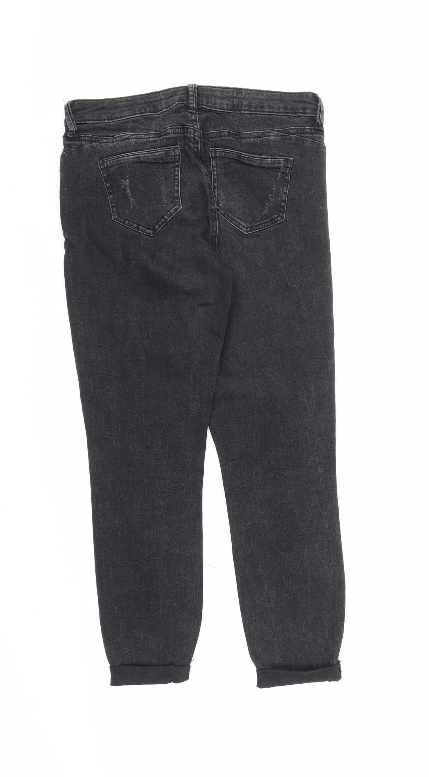 Denim Co Womens Black  Denim Cropped Jeans Size 10 L23 in