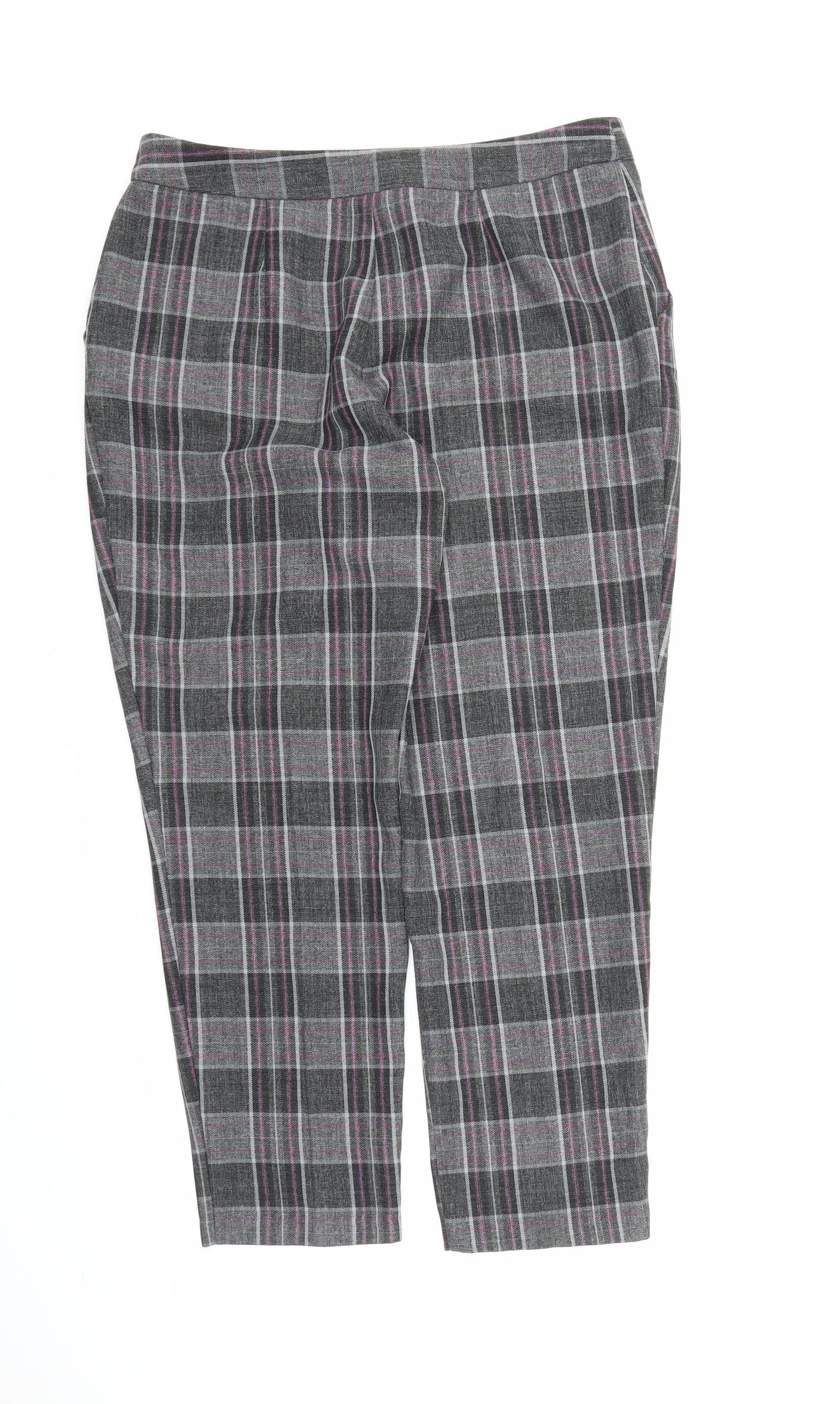 Dorothy Perkins Womens Grey Plaid  Carrot Trousers Size 12 L25 in