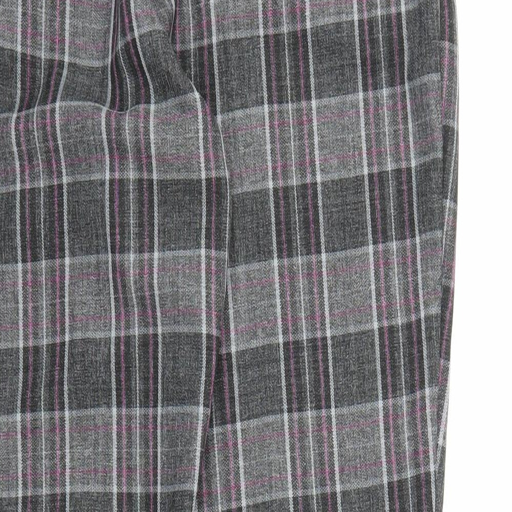 Dorothy Perkins Womens Grey Plaid  Carrot Trousers Size 12 L25 in